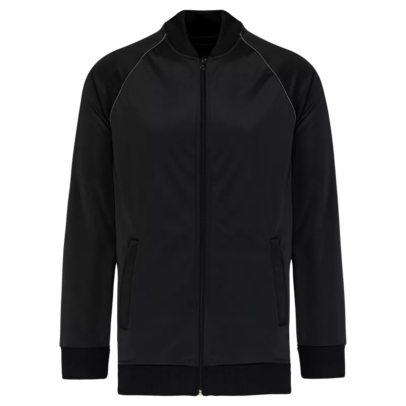 Veste de survêtement zippée avec liseré unisexe, Black