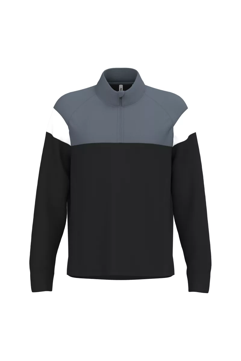 Sweat d'entrainement 1/4 zip unisexe, Black / sporty grey