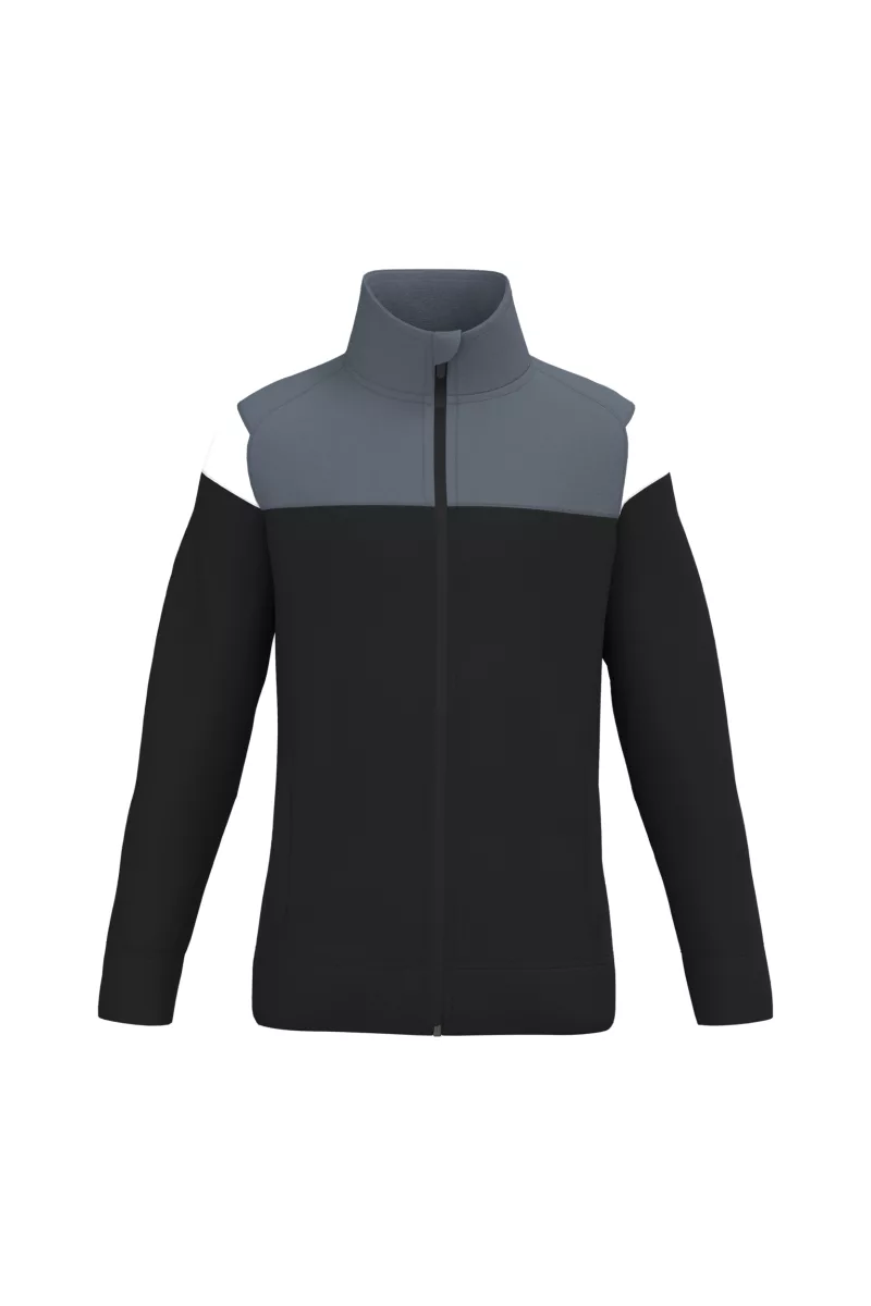 Veste de survêtement zippée enfant, Black / sporty grey
