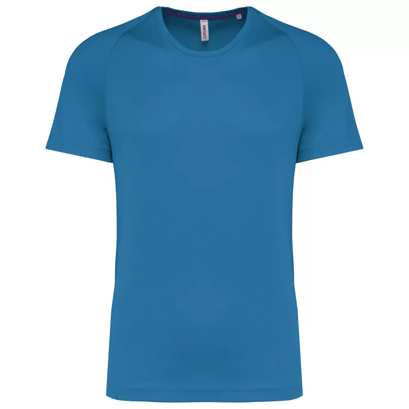 T-shirt de sport à col rond recyclé homme, Aqua Blue