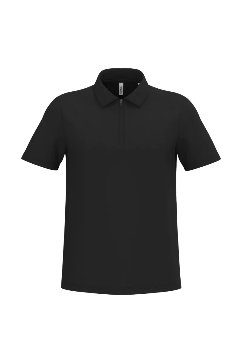 Polo de sport col 1/4 zip homme, Black