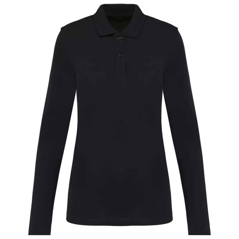 Supima® Damen-Polohemd mit langen Ärmeln, Black