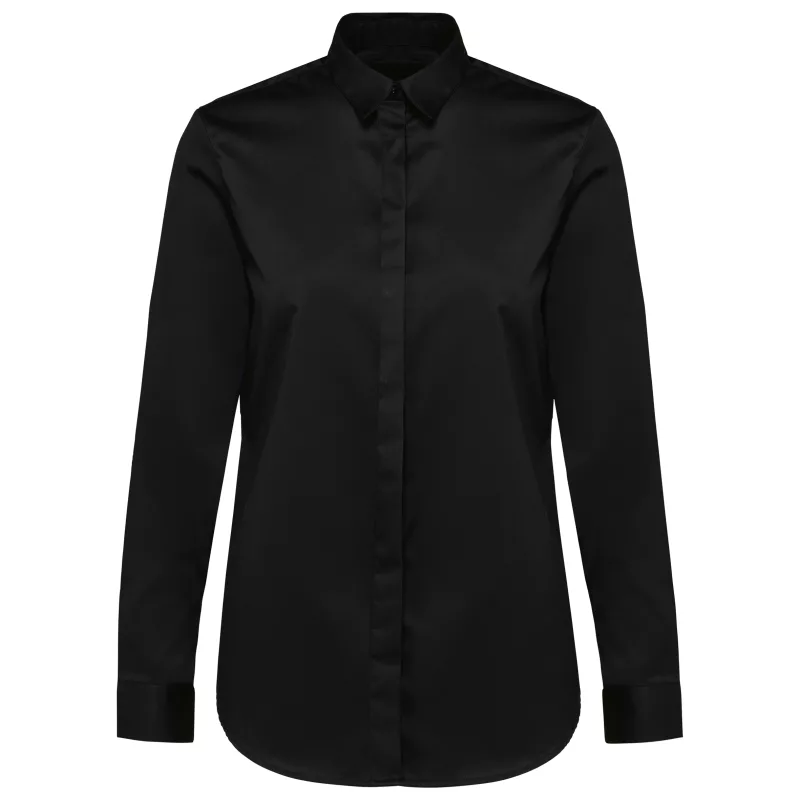 Chemise twill manches longues femme, Black