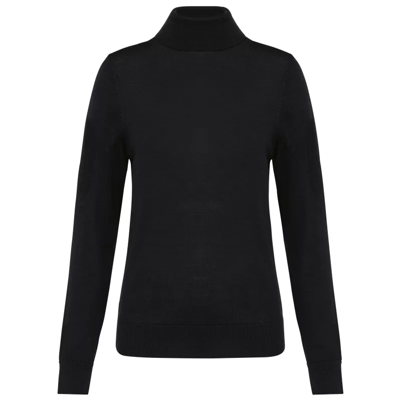 Merino-Damenpullover mit Rollkragen, Black