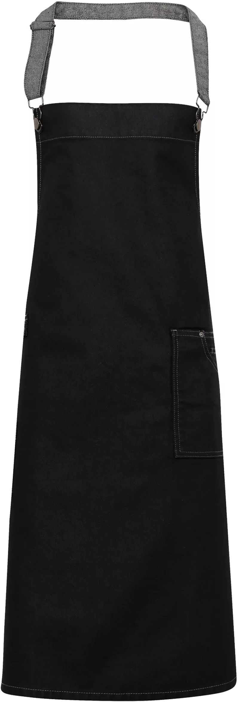 Tablier "effet ciré" à bavette "District", Black Denim