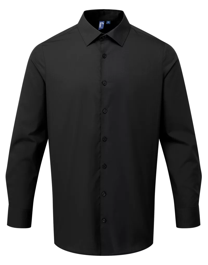 Chemise popeline RECYCLIGHT à manches longues pour homme, Black