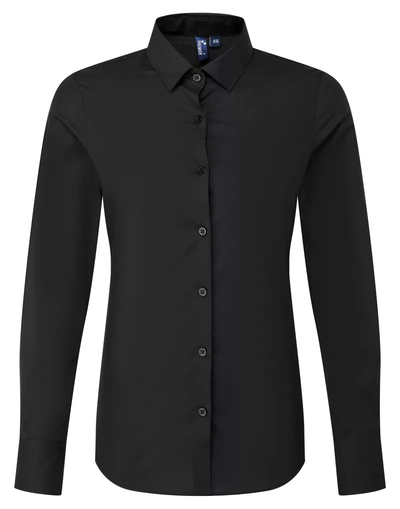 Chemise popeline RECYCLIGHT à manches longues pour femme, Black