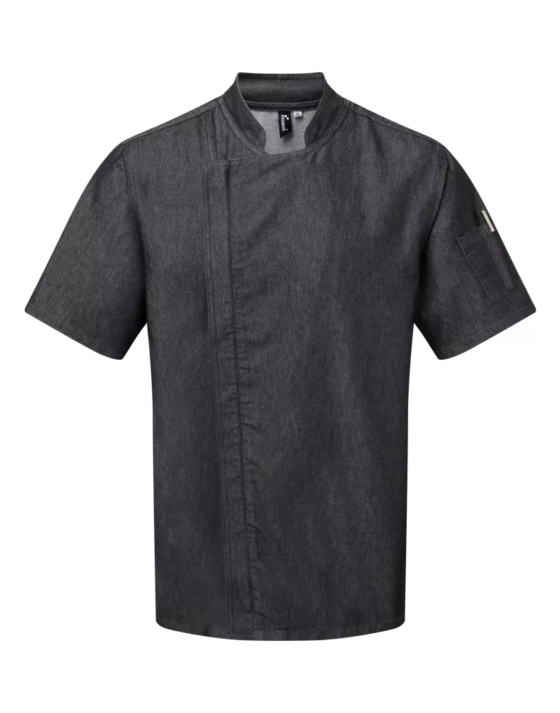 Veste chef cuisinier "Zip close", Black Denim