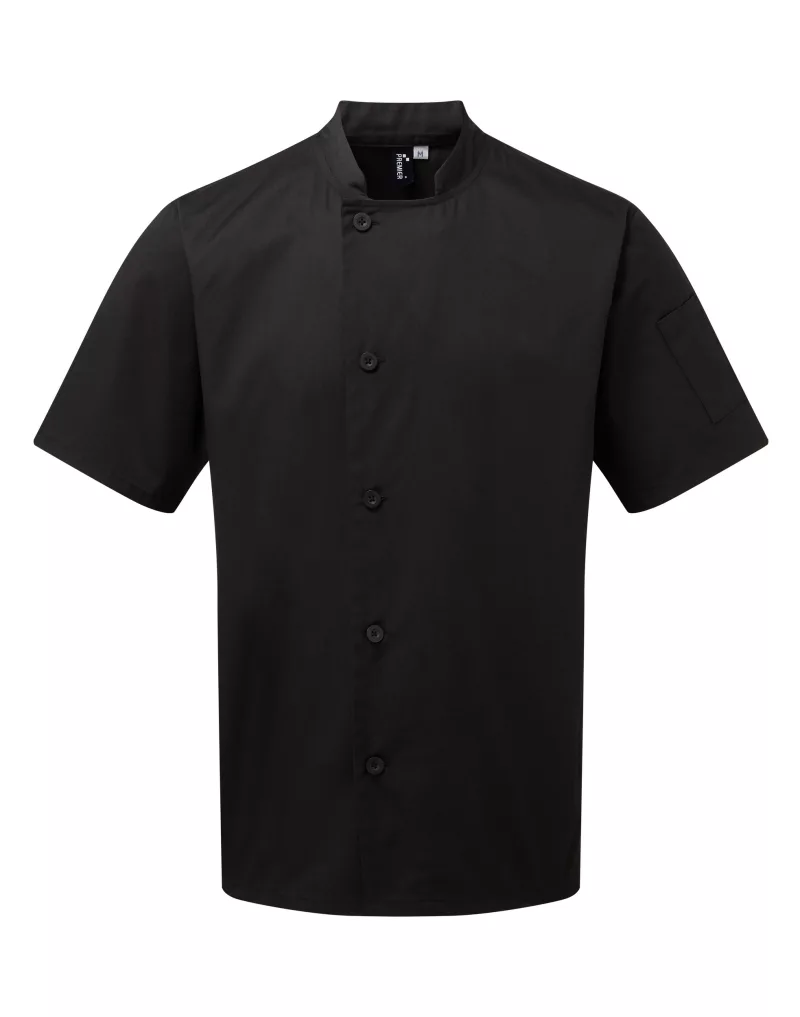 ‘Essential’ short-sleeved chef’s jacket., Black