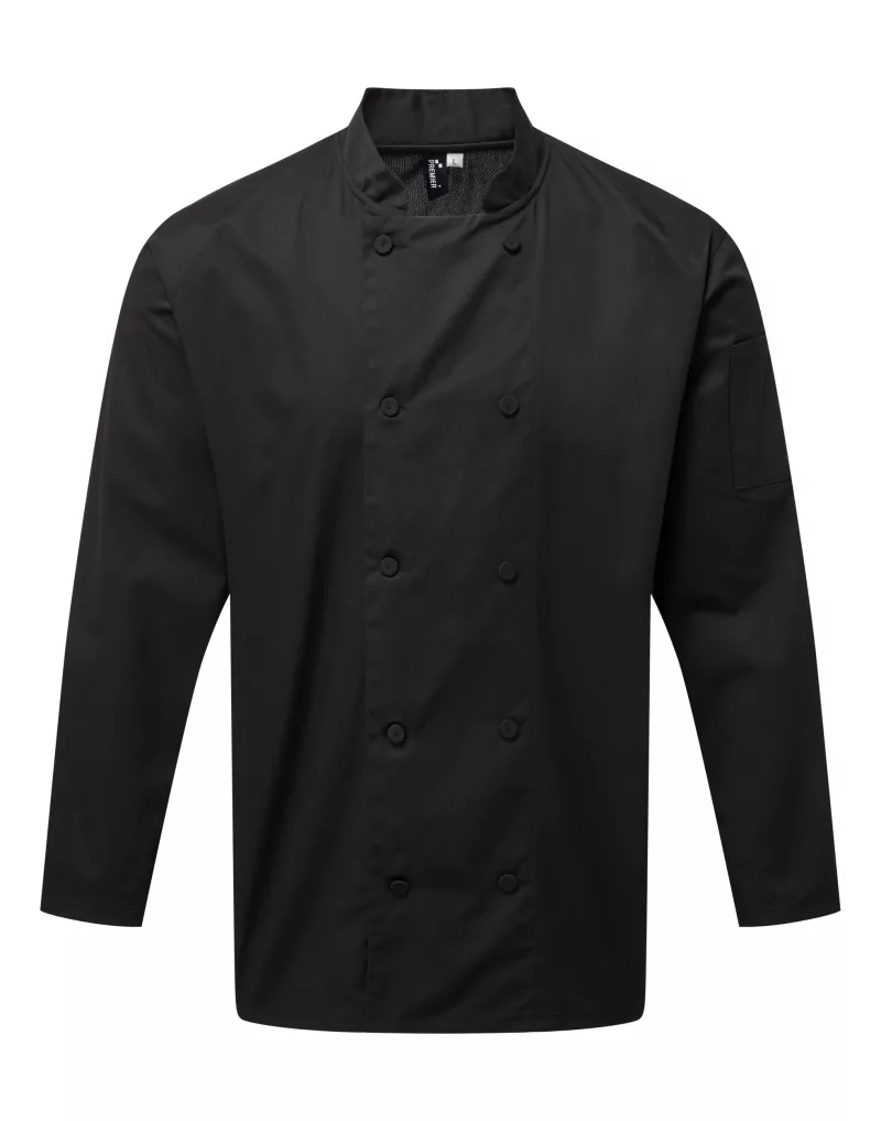 Coolchecker® long-sleeved chef’s jacket, Black