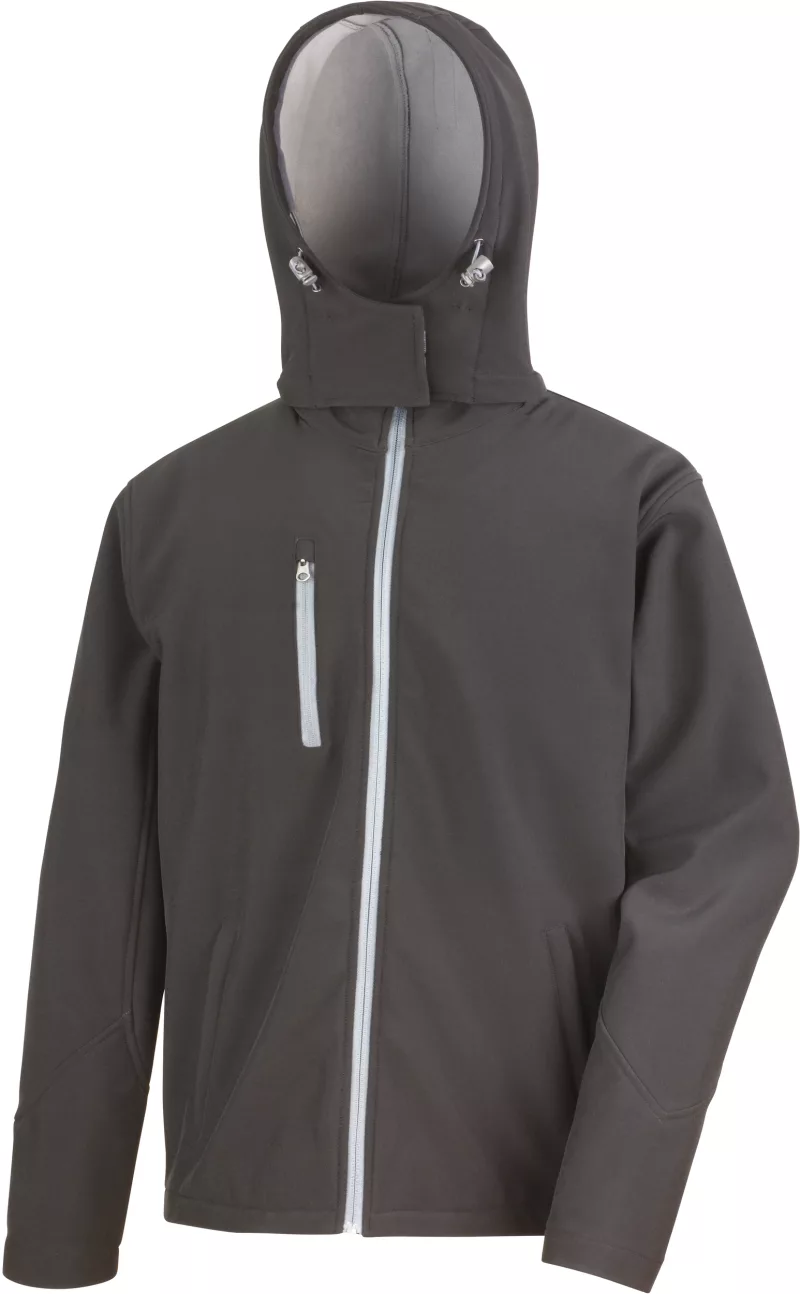 Mens TX Performance Hooded Soft Shell Jacket, Black / Grey
