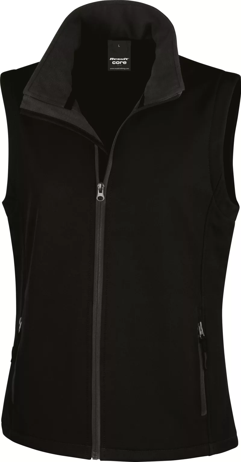 Bodywarmer Softshell Femme Printable, Black / Black