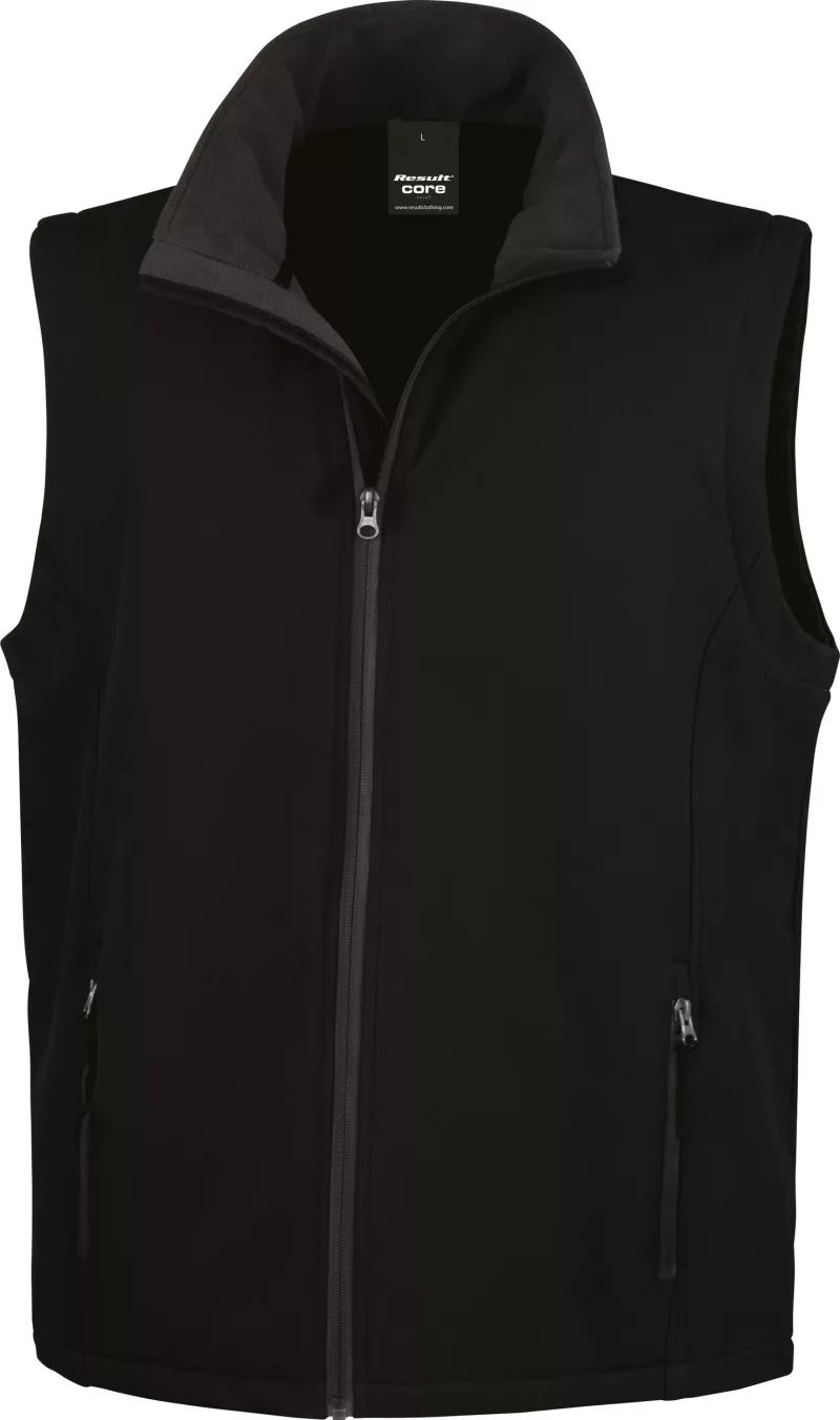 Bodywarmer Softshell Homme Printable, Black / Black