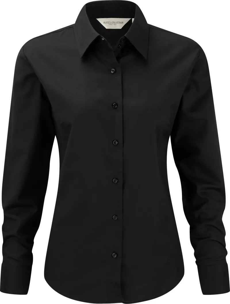 Chemise femme manches longues Oxford, Black