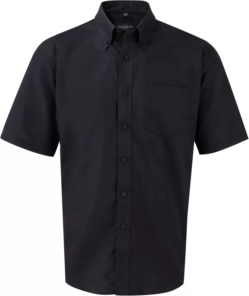 Short-Sleeved Men's Oxford Shirt, Black