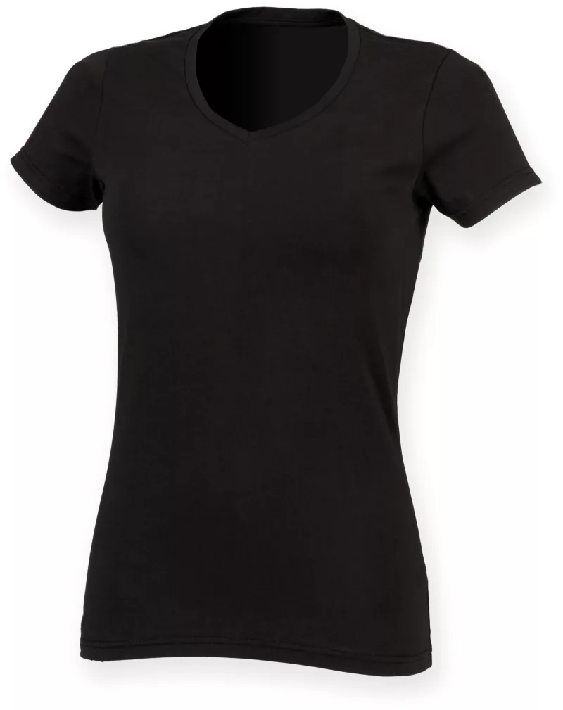 T-shirt femme col v Feel Good, Black