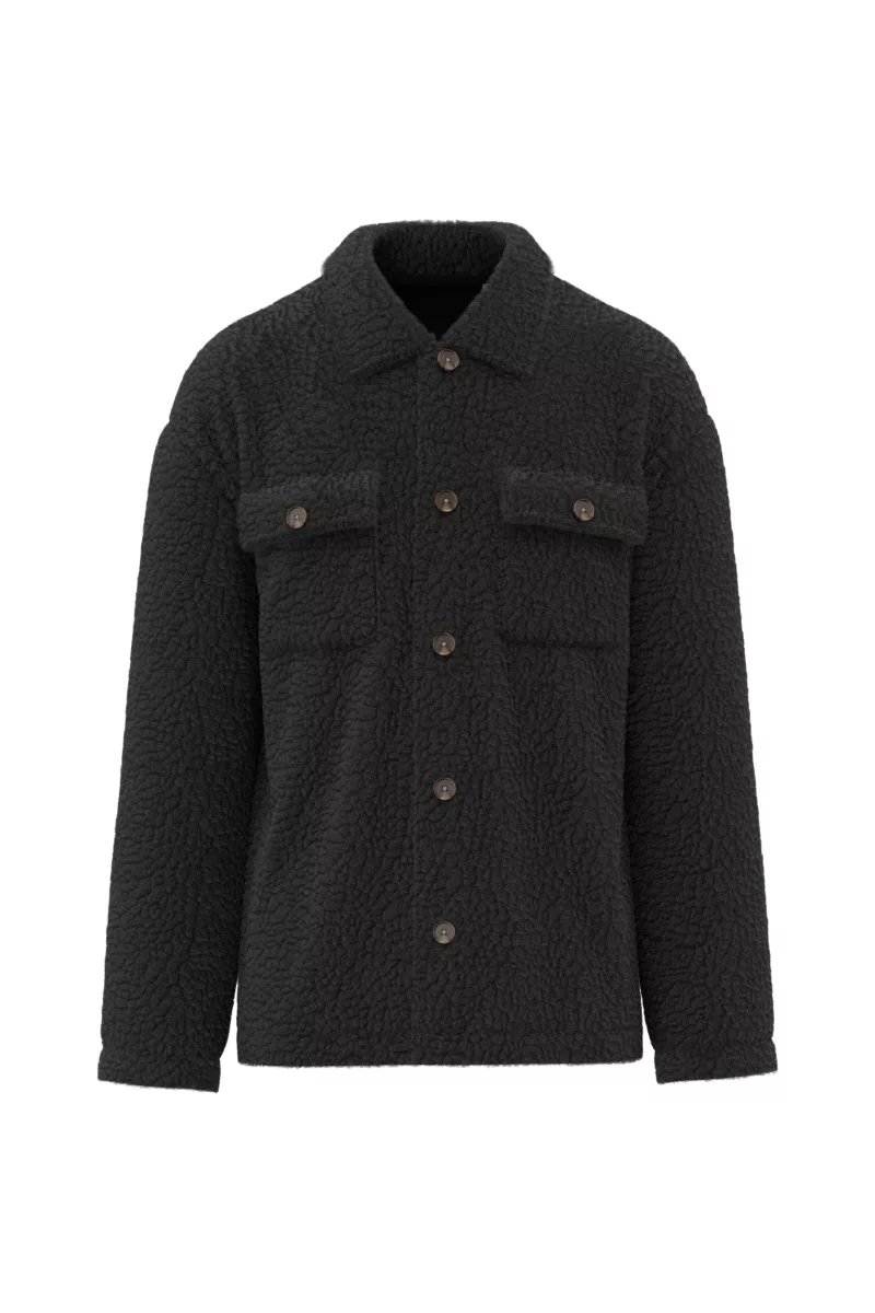 Surchemise à épaules tombantes en sherpa unisexe, Black
