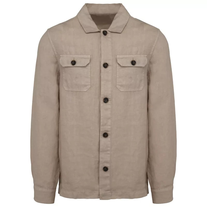 Surchemise délavée en lin homme, Washed Linen Sand