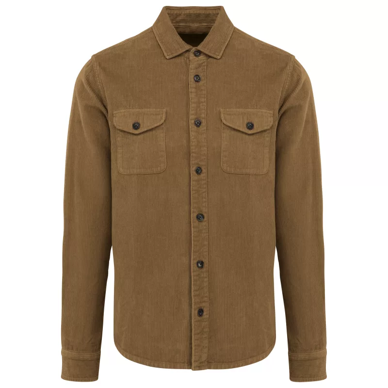 Surchemise écoresponsable délavée en velours côtelé homme, Washed Brown Sugar
