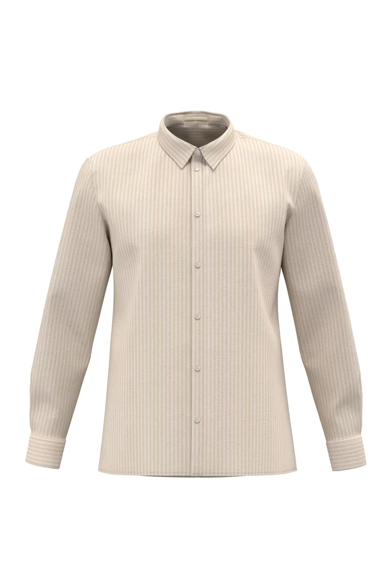 Chemise rayée en lin homme, Ivory / Wet Sand Stripes