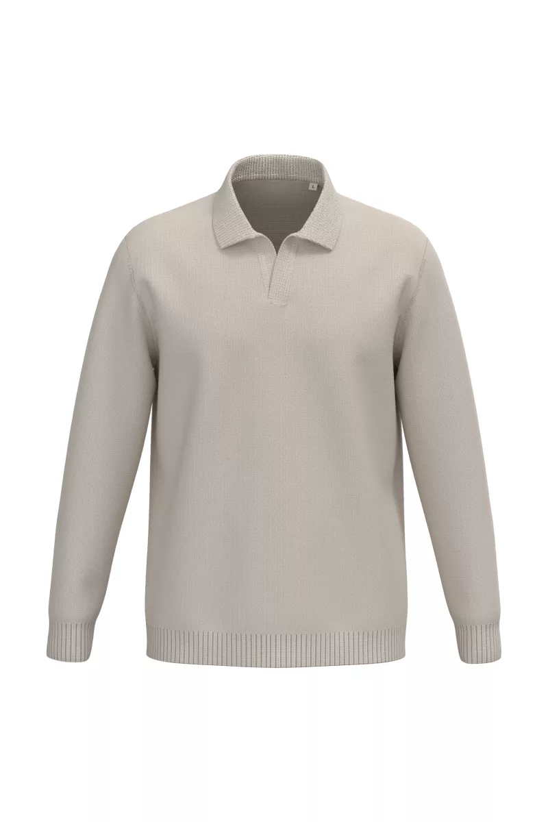 Men's jumper with polo collar, Ivory