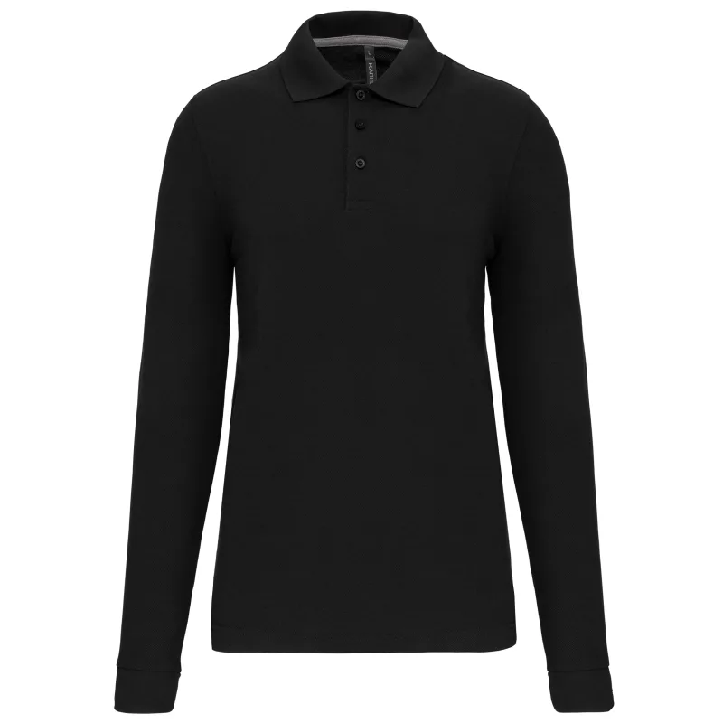 Polohemd mit langen Ärmeln, Black