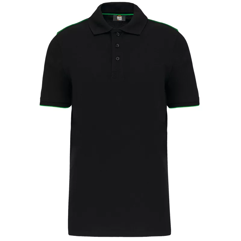 Polo Day To Day contrasté manches courtes homme, Black / Kelly Green