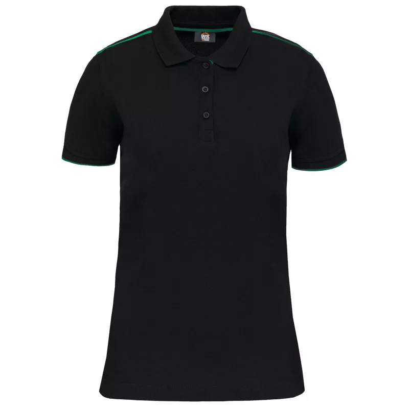 Polo Day To Day contrasté manches courtes femme, Black / Kelly Green