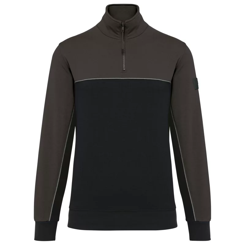 Sweat-shirt écoresponsable col zippé unisexe, Black / Dark Grey