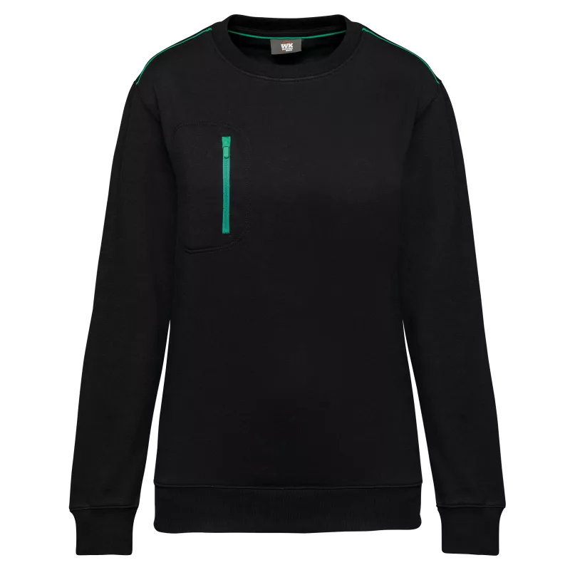 Sweat-shirt Day To Day zip poche contrastée unisexe, Black / Kelly Green