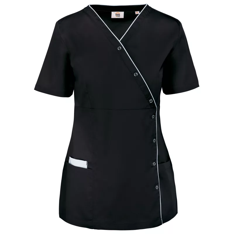Blouse polycoton avec boutons-pression femme, Black