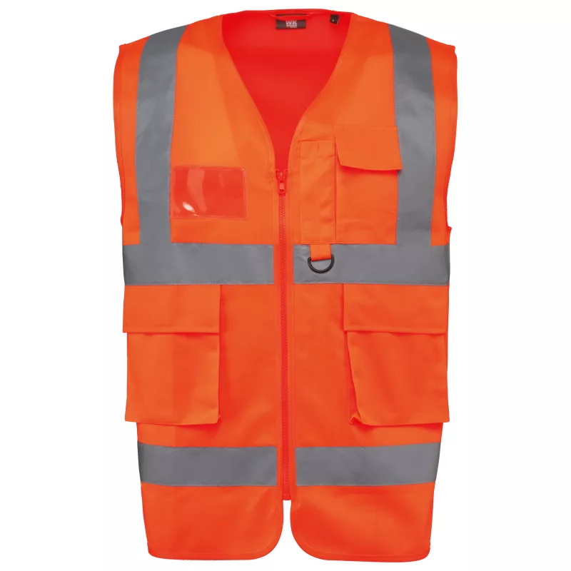 Gilet de sécurité haute visibilité recyclé avec zip unisexe, Hi Viz Orange