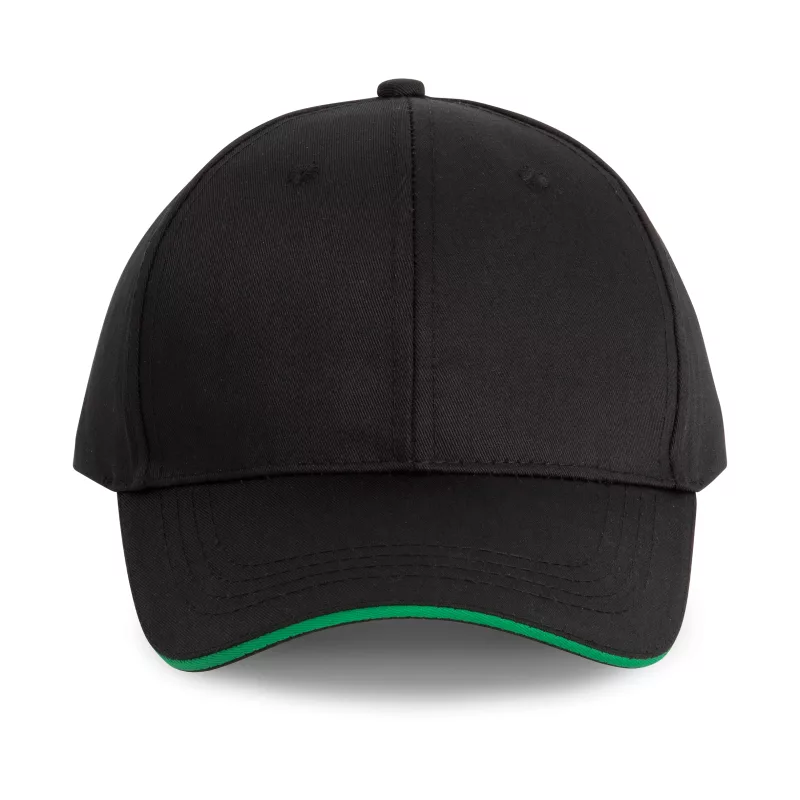 Casquette sandwich contrasté 6 panneaux, Black / Kelly Green