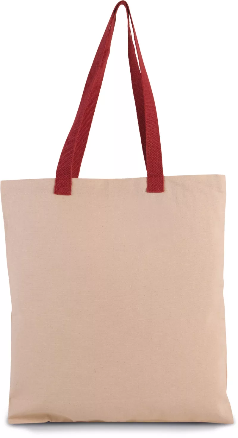 Sac shopping plat en toile avec poignées contrastées, Natural / Black