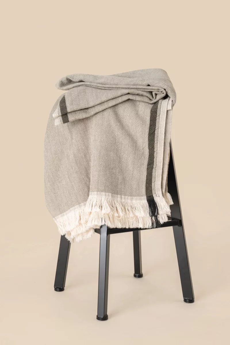 Fouta-Tuch mit Streifen, Olive Green Heather