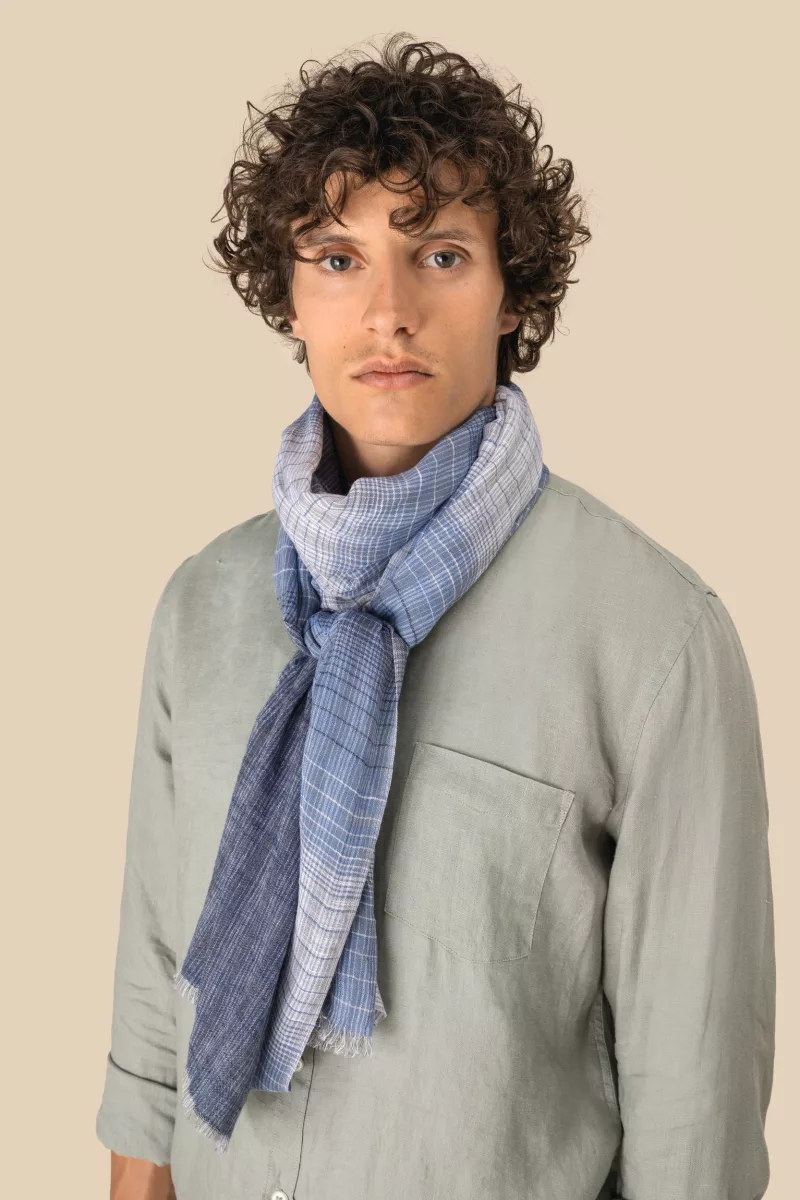 Chèche à rayures unisexe, Blue Classic Checks
